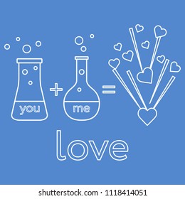 You and me and our chemistry of love. Design for banner, poster or print. Greeting card Valentine's Day.