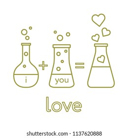 You and me and our chemistry of love. Design for banner, poster or print. Greeting card Valentine's Day.