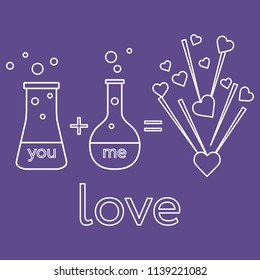 You and me and our chemistry of love. Design for banner, poster or print. Greeting card Valentine's Day.
