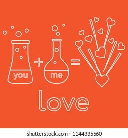 You and me and our chemistry of love. Design for banner, poster or print. Greeting card Valentine's Day.