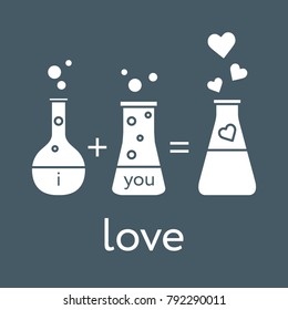 You and me and our chemistry of love. Design for banner, poster or print. Greeting card Valentine's Day.
