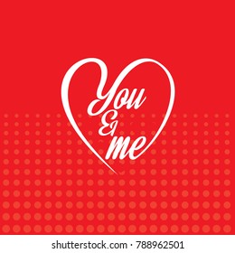 You and me with red pattern background