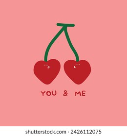 You and Me Romantic Cherry for valentine card