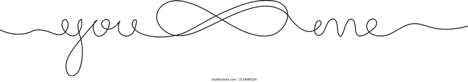 You   me    single line drawing and infinity symbol  Vector illustration 