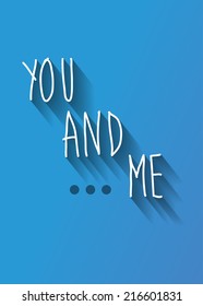 You and me typo with shadow vector, wedding theme