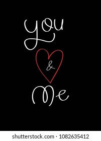 you and me. vector hand drawn illustration