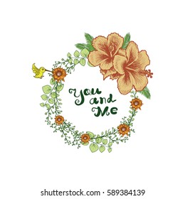 you and me. wedding invitation. card illustration.