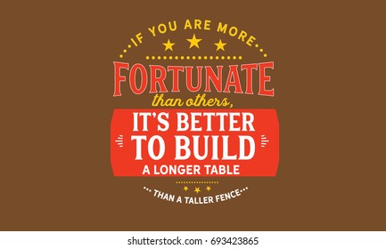 If you are more fortunate than others,it’s better to build a longer table than a taller fence