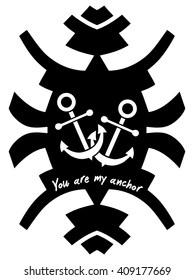 YOU ARE MY ANCHOR theme. Love concept. Declaration of love. Isolated on white