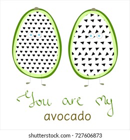 you are my avocado triangle heart vector illustration 