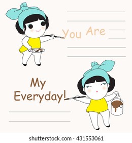 You Are My Everyday Character Paper Note illustration