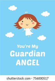 you are my guardian angel greeting card vector