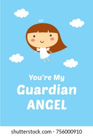 you are my guardian angel greeting card vector