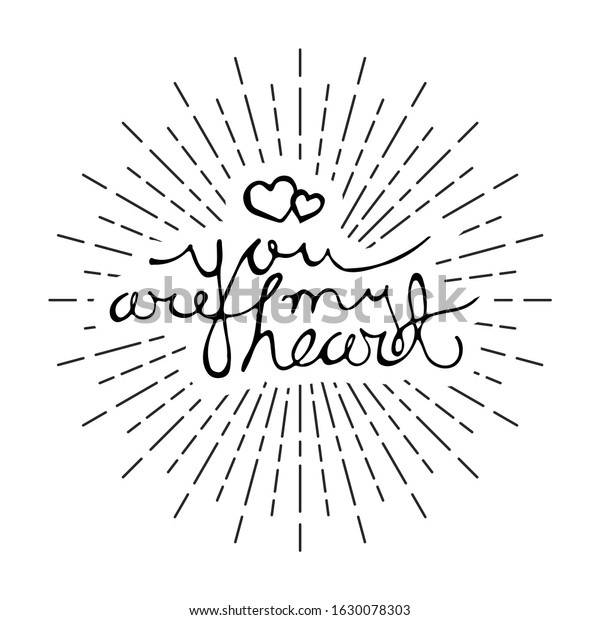 You My Heart Hand Drawn Lettering Stock Vector Royalty Free 1630078303