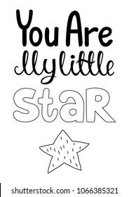 You are my little star card or a poster for nursery. Scandinavian style vector illustration.
