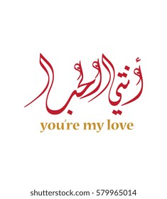 you are my love in arabic calligraphy. creative brush style calligraphy for you are my love