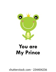 you are my prince frog vector card