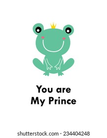you are my prince frog vector card