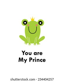 you are my prince frog vector card