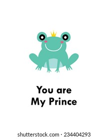 you are my prince frog vector card