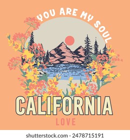 Eres mi alma, amor de California. Letras de Vector Antiguas.