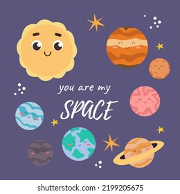 You My Space Vector Illustration Planets Stock Vector (royalty Free 