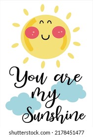 You Are My Sunshine Pattern, Yellow sunshine, Sunshine white Background, Hello Sunshine Love Wallpaper Cards Vector Stock Vector Illustration.