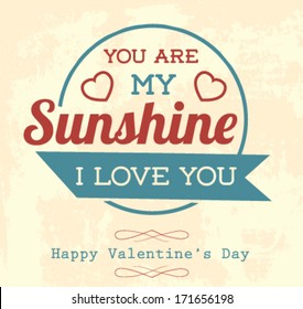 You are my Sunshine Vector Greeting Card Template in Vintage Style