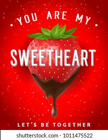 You Are My Sweetheart Lettering with Berry