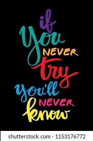 If you never try you will never know. Inspirational quote