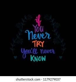 If you never try you will never know. Inspirational quote