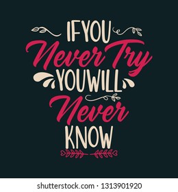 If You Never Try You Will Never Know