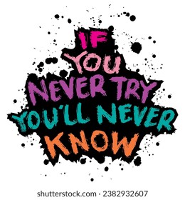 If you never try you will never know. Inspirational motivational quote. Vector illustration