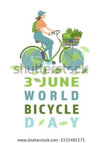 You are not just burning off calories. Importance of riding bicycle for the well-being of the environment and society. Global problem. Ecological vertical poster. Vector illustration in cartoon style