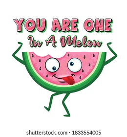 Sie sind eins in einem Melon.Vector Illustration.T-Shirt Design/Aufkleber.