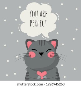 You are perfect kitty postcard