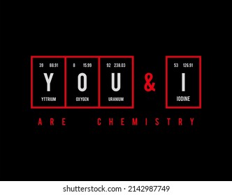 You  I - Periodic Table of Elements on black background in vector illustration. For periodic table poster, photo album, photo overlays, wall art, and t-shirts.