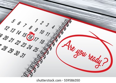 Are You Ready mark on calendar vector illustration