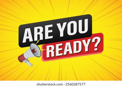 Are you ready word concept vector illustration and 3d style, landing page, template, ui, web, mobile app, poster, banner, flyer, background, gift card, coupon, label, wallpaper

