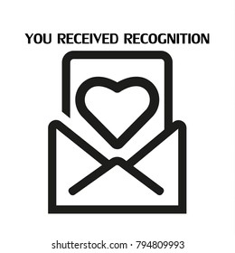 YOU RECEIVED RECOGNITION Open mail icon Vector illustration Eps 10.