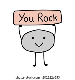 You Rock Cute Motivational Quote Design. Vector Template