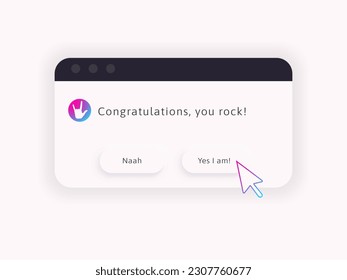 You rock motivational computer message. High self-esteem concept