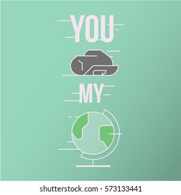 You Rock My World Sign. Valentine's Day. Vector Illustration.