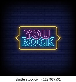 You Rock Neon Signs Style Text Vector