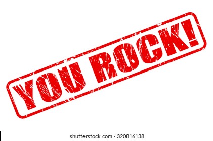 YOU ROCK red stamp text on white