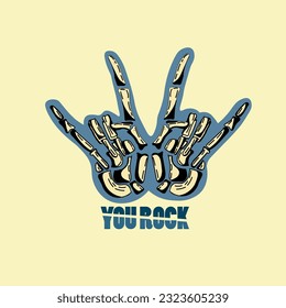 you rock vector illustration with hand bones concept