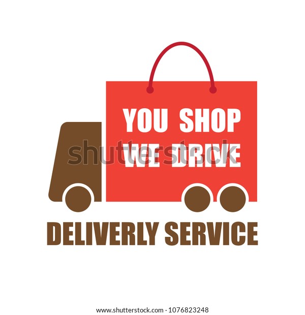You shop, we drive, delivery service icon logo\
for store and online\
shopping.
