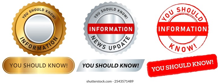 You should know stamp information news update guide sharing colorful badge seal label banner sticker emblem design icons set collection