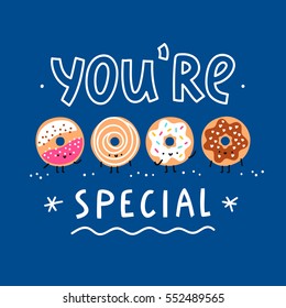 You are special, vector cartoon greeting card