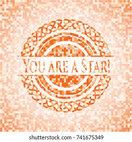 You are a Star! abstract orange mosaic emblem